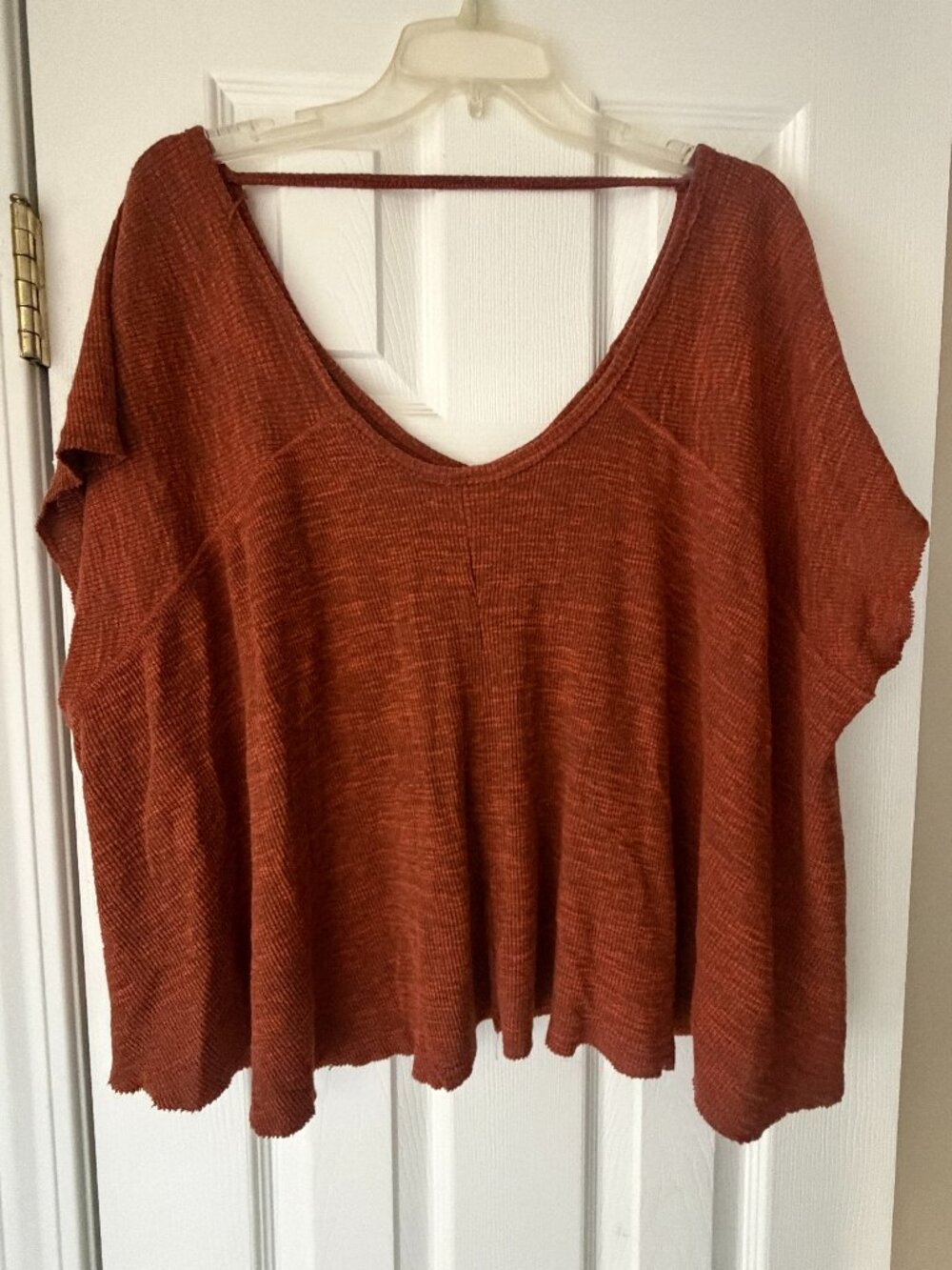 Free People Crop V-Neck Burnt Orange XS Oversize